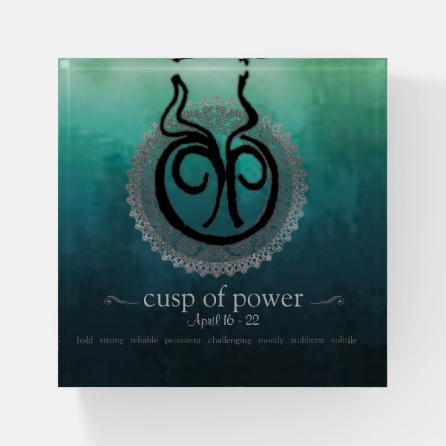 Aries - Taurus Cusp of Power Paperweight (Front)