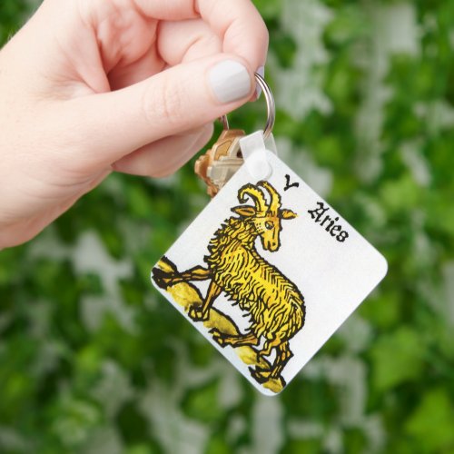 Aries the Golden Ram Vintage Signs of the Zodiac Keychain