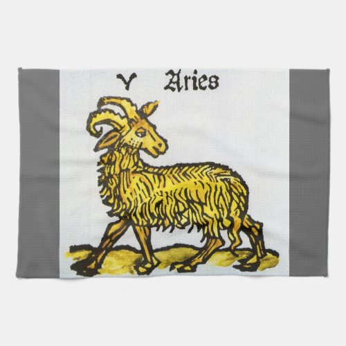 Aries the Golden Ram Vintage Signs of the Zodiac Kitchen Towel