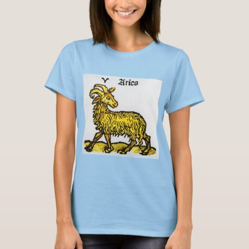 Aries the Golden Ram Vintage Signs of the Zodiac T_Shirt