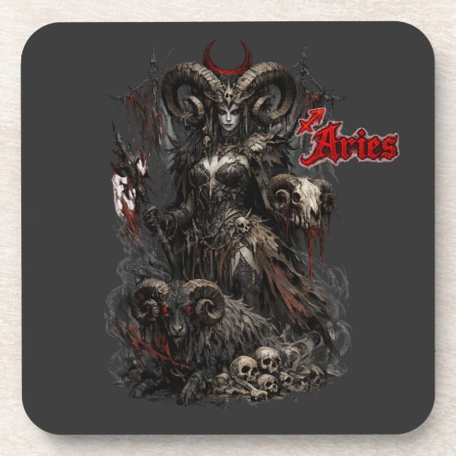  Aries — The Horned Harbinger Beverage Coaster (Front)