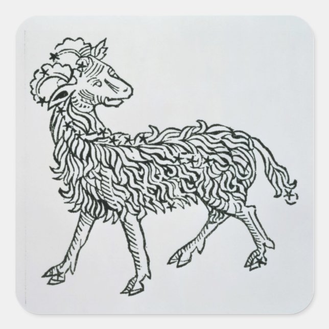 Aries (the Ram) an illustration from the 'Poeticon Square Sticker (Front)