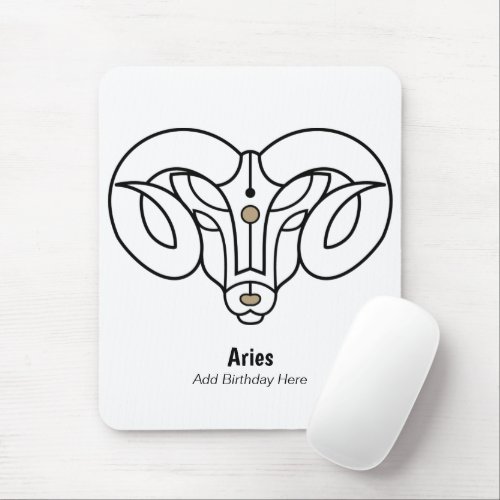 Aries the ram black gold personalize mouse pad