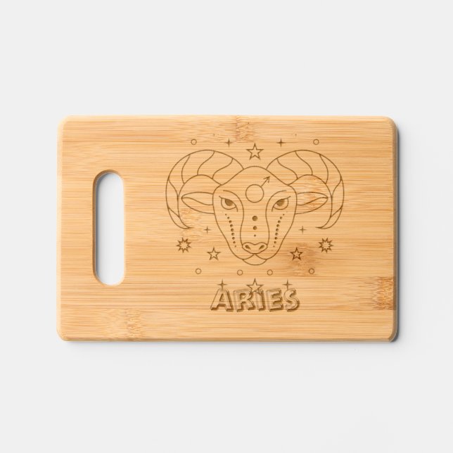 Aries,The Ram Design   Engraved Cutting Board (Front)
