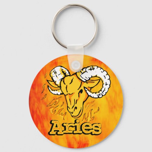 Aries The Ram fire sign keychain