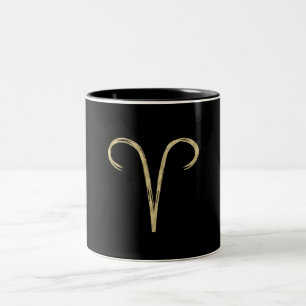 ARIES The Ram Gold Brush Fire Sign Astrology Sign Two-Tone Coffee Mug