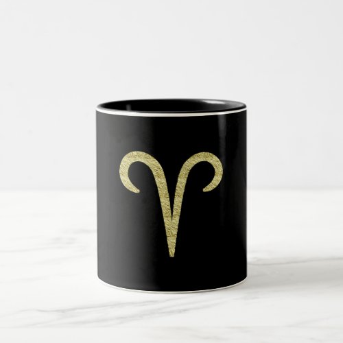 ARIES The Ram Gold Crinkle Fire Sign Astrology  Two_Tone Coffee Mug