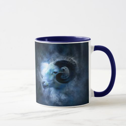 Aries The Ram Horoscope Sign Blue Coffee Mug