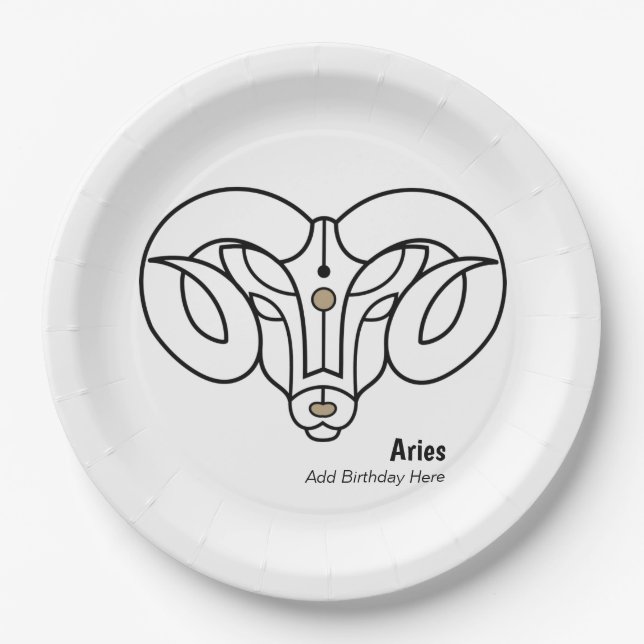 Aries the ram personalized zodiac paper plates (Front)