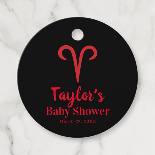 ARIES The Ram Red Astrology Zodiac Baby Shower   Favor Tags