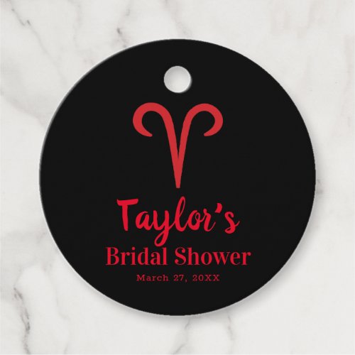 ARIES The Ram Red Astrology Zodiac Bridal Shower Favor Tags