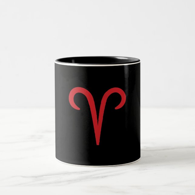 ARIES The Ram Red Astrology Zodiac Fire Sign  Two-Tone Coffee Mug (Center)