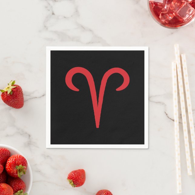 ARIES The Ram Red Fire Sign Astrology Zodiac Party Napkins (Insitu)