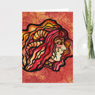 Aries the Ram red fire zodiac birthday goddess Card