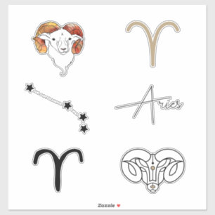 Aries the ram zodiac astrology birthday gold sticker