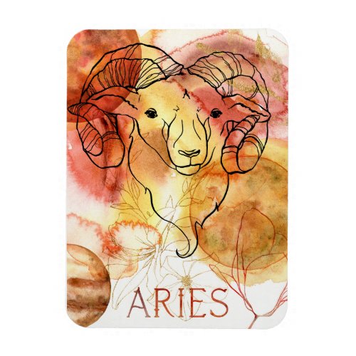 Aries the ram zodiac astrology birthday red gold magnet