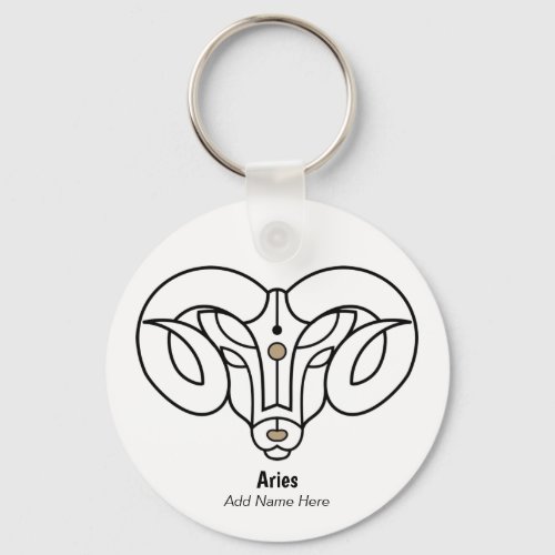Aries the ram zodiac black gold personalize  keychain