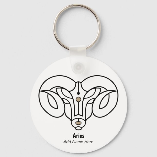 Aries the ram zodiac black gold personalize  keychain (Front)