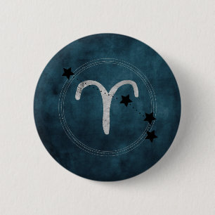 Aries the Ram zodiac constellation stars teal Button