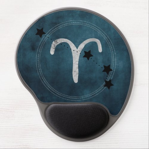Aries the Ram zodiac constellation teal blue Gel Mouse Pad