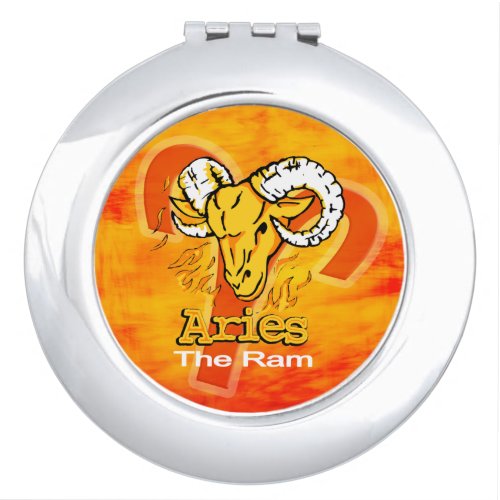 Aries the Ram zodiac fire mirror compact