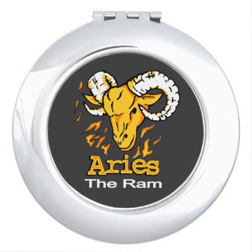 Aries the Ram zodiac grey mirror compact