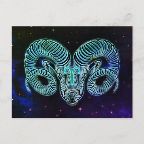 aries the ram zodiac postcard
