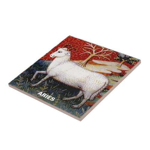 Aries the Ram Zodiac Sign Birthday Party Ceramic Tile