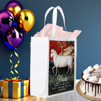 Aries the Ram Zodiac Sign Birthday Party Grocery Bag