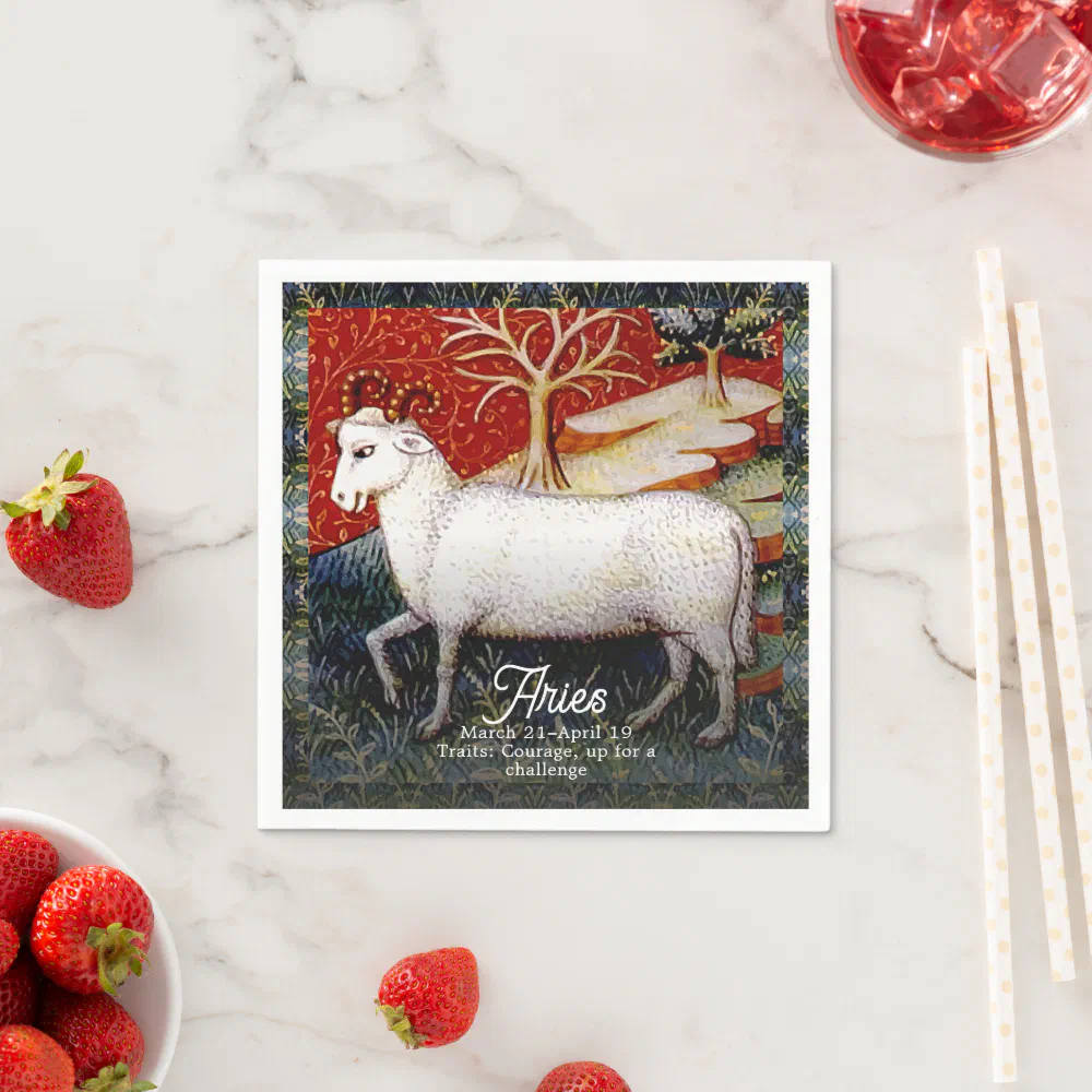 Aries the Ram Zodiac Sign Birthday Party Napkins