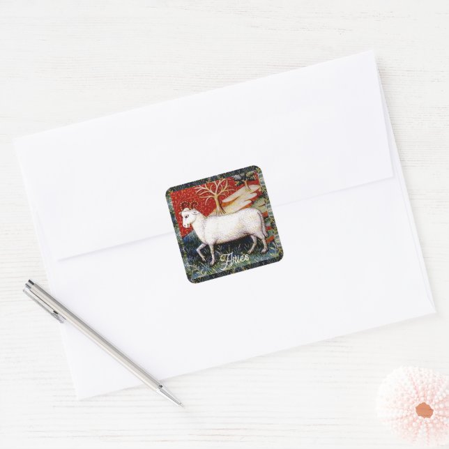 Aries the Ram Zodiac Sign Birthday Party Square Sticker (Envelope)