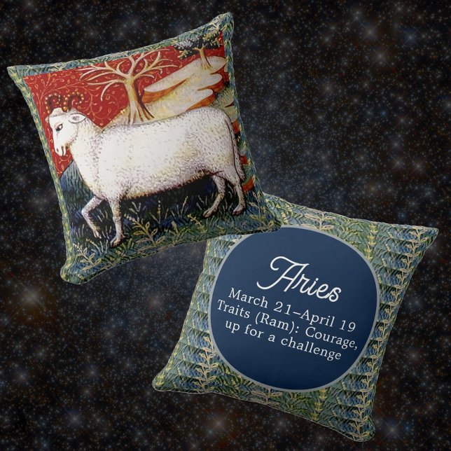Aries the Ram Zodiac Sign Birthday Party Throw Pillow (Creator Uploaded)