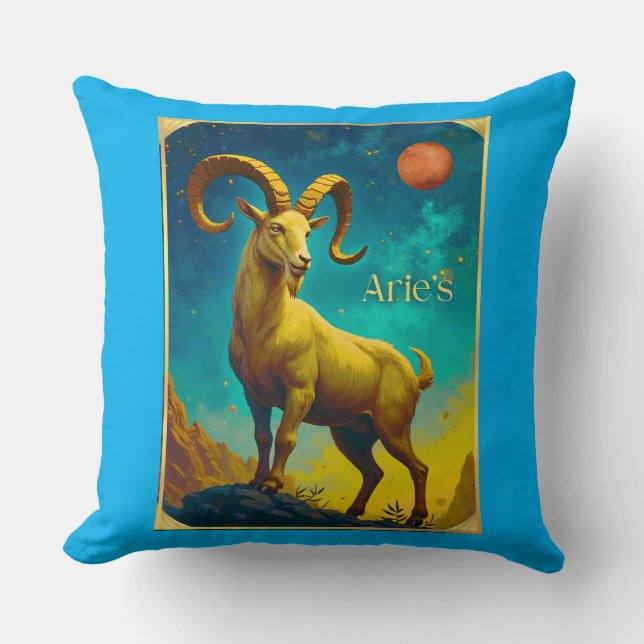Aries the Ram Zodiac Sign Throw Pillow (Front)