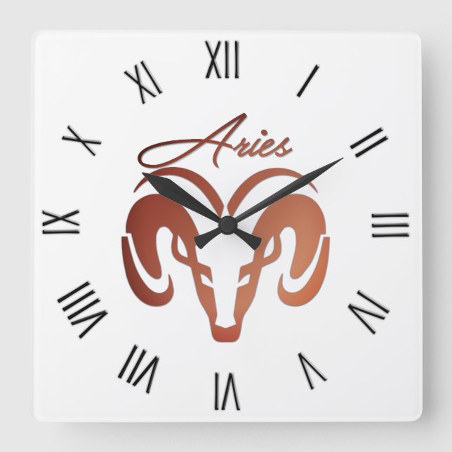 Aries the Ram Zodiac Square Wall Clock (Front)