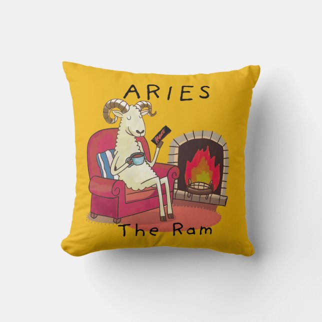 Aries the Ram zodiac star constellation Throw Pillow (Front)