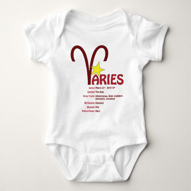 Aries Traits Baby Bodysuit (Front)