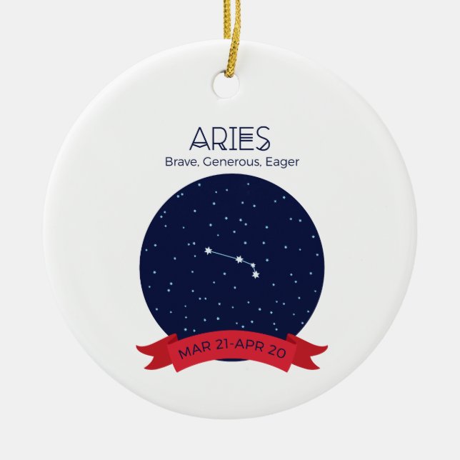 Aries Traits Ceramic Ornament (Front)