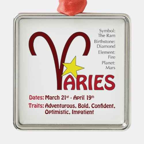 Aries Traits Square Ornament