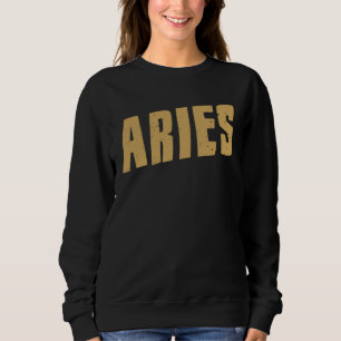 Aries u2013 Golden Yellow Zodiac Sign Vintage Dist Sweatshirt