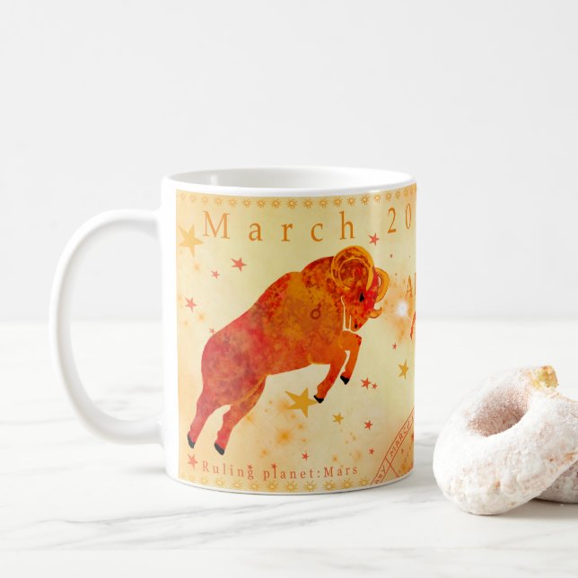 Aries vintage zodiac coffee mug (With Donut)