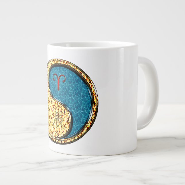 Aries & Water Dragon Giant Coffee Mug (Front Right)