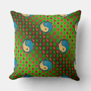 Aries & Water Goat Throw Pillow