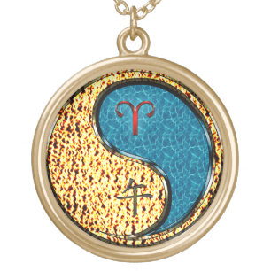 Aries & Water Horse Gold Plated Necklace