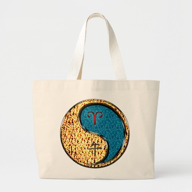 Aries & Water Horse Large Tote Bag (Front)