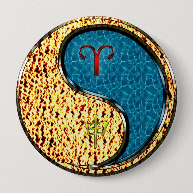 Aries & Water Monkey Button (Front)