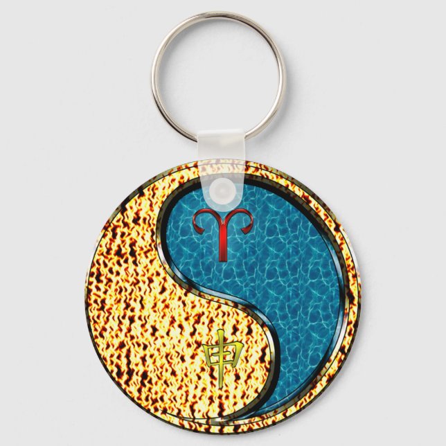 Aries & Water Monkey Keychain (Front)
