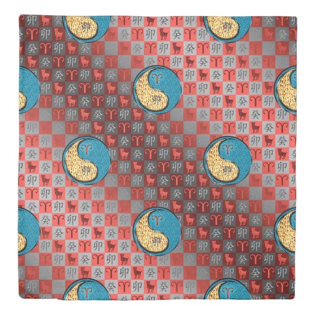Aries & Water Rabbit Duvet Cover (Front)