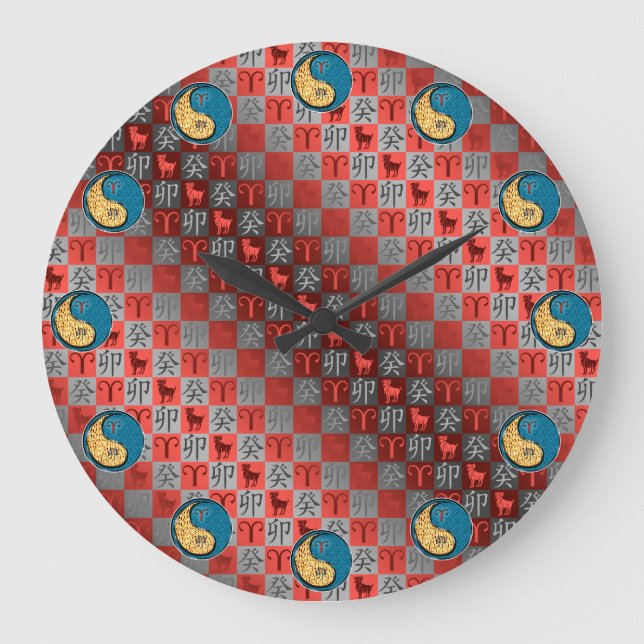 Aries & Water Rabbit Large Clock (Front)