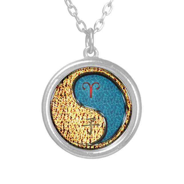 Aries & Water Rat Silver Plated Necklace (Front)