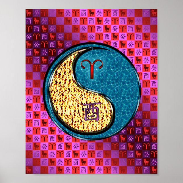 Aries & Water Rooster Poster (Front)